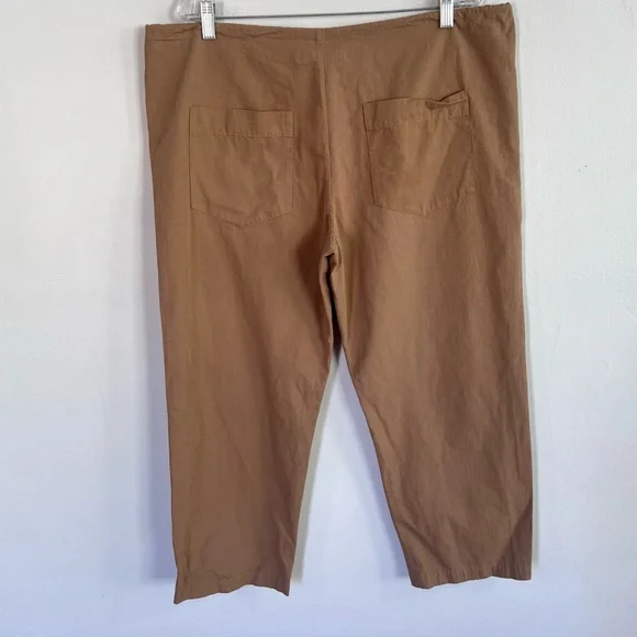 Roucha Palsa Wide Leg Cropped Trouser Pants in Tan Sz C / L